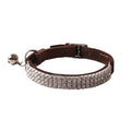 Flocking material cat collar with elastic buckle and gang drill decoration in six colour options