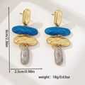 Geometric zinc alloy stud earrings with electroplated finish in multiple colour options