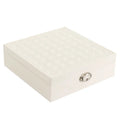 Red PU leather jewelry storage box with compartments for necklaces and rings