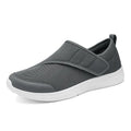 Unisex mesh walking shoes with Velcro fastening, flat heel, round toe, in black, grey, blue, or wine red, sizes 36-47