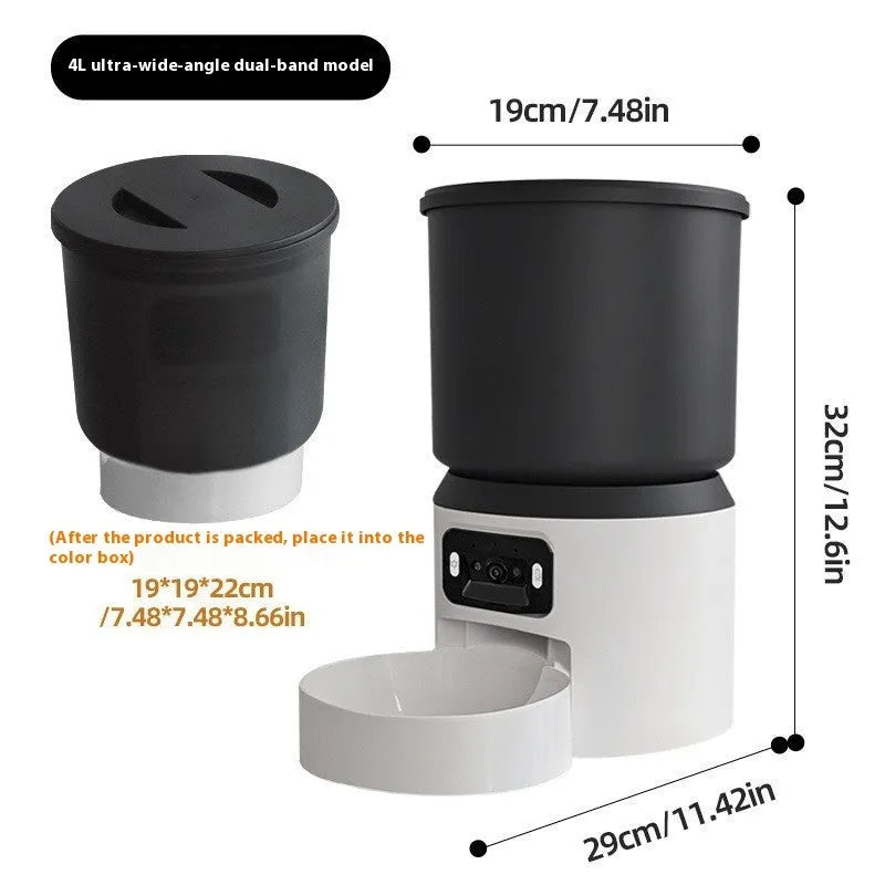 4L smart pet feeder with Wi-Fi connectivity and camera monitoring for cats and dogs