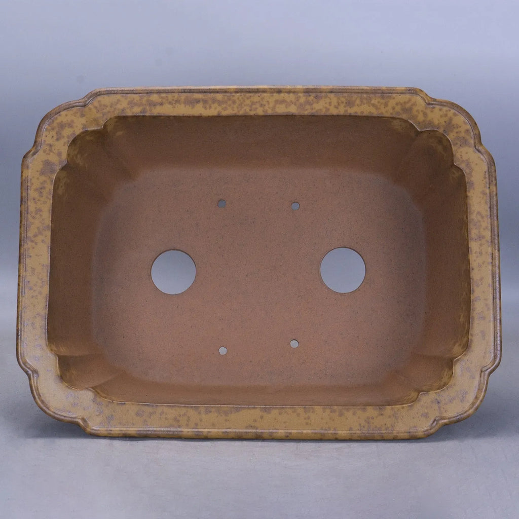 Purple sand rectangular flowerpot with handmade double pumping angle design