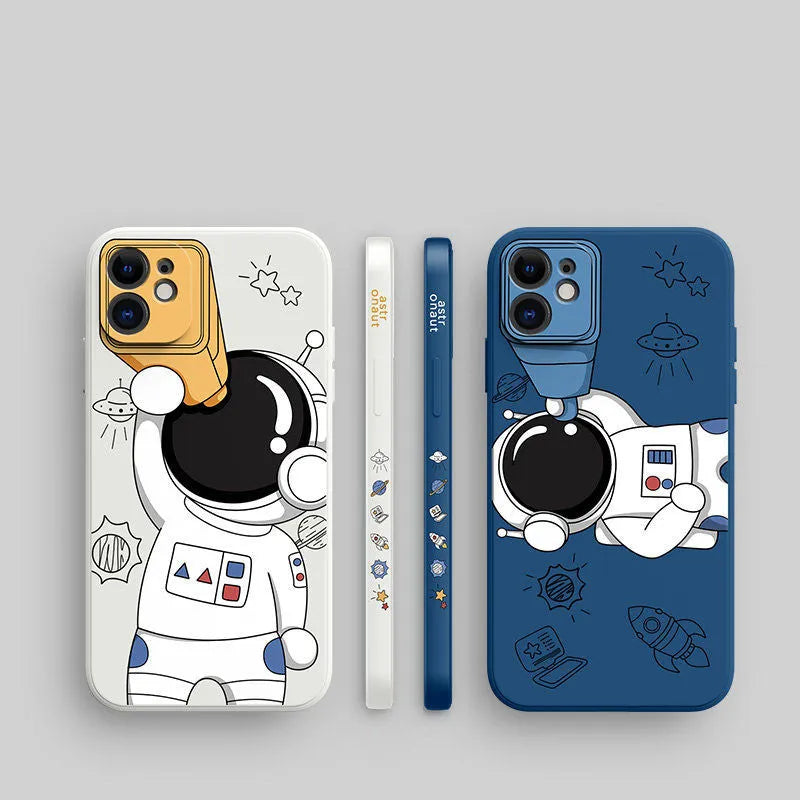 For Astronauts black TPU mobile phone case with side pattern for iPhone