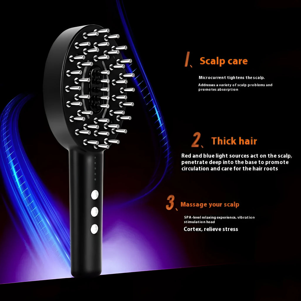 KD3802 Black colour scalp medicine supplying device with multifunctional vibration massage on a white background.