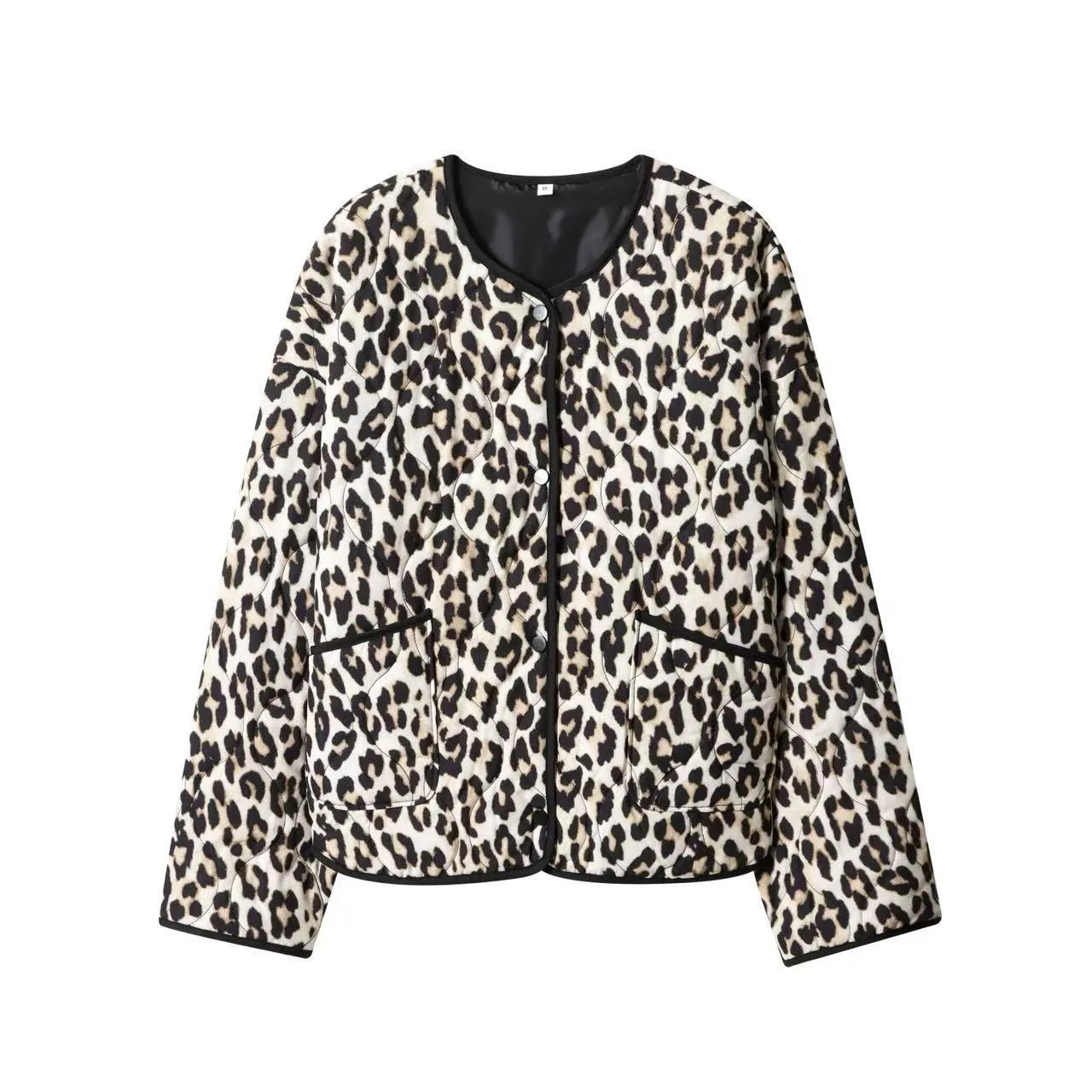 Women's printed snap-button long-sleeved jacket in three colour styles polyester fabric