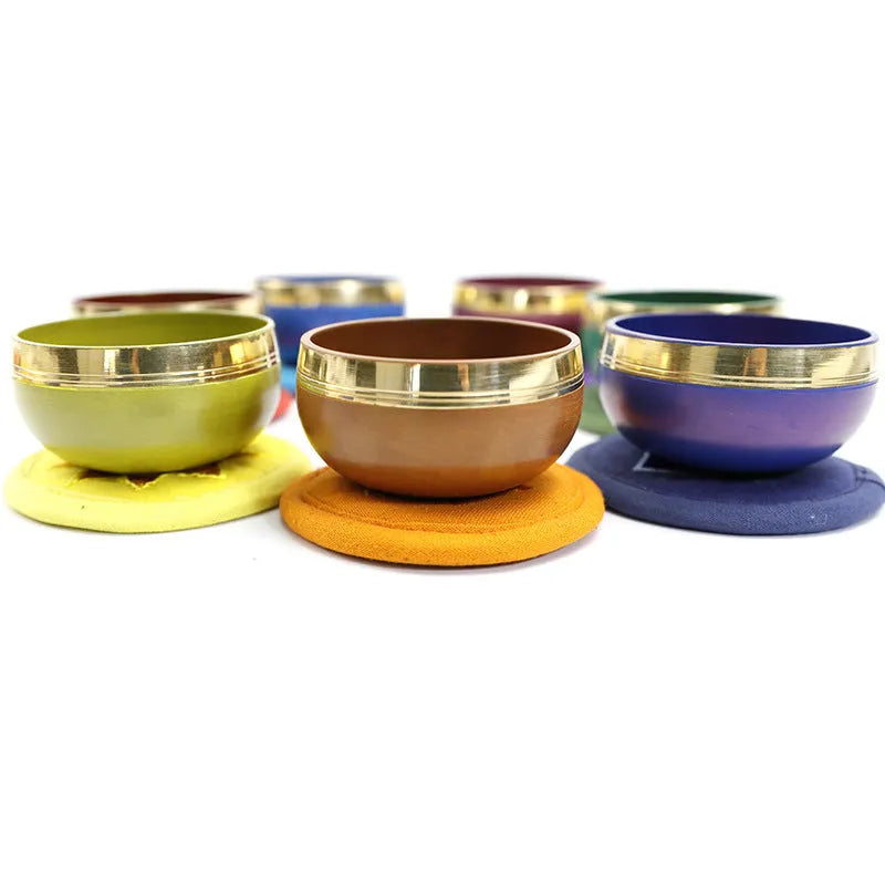 Handmade colourful Tibetan singing bowl meditation percussion instrument 7.8cm diameter