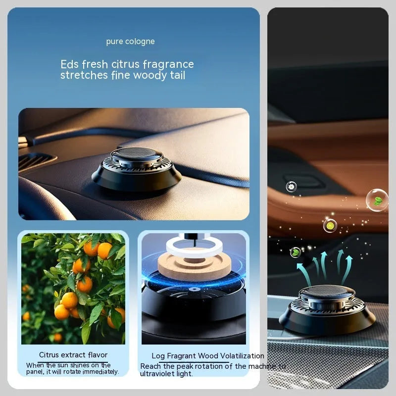 Solar-powered car aromatherapy de-icing device with 84mm plastic housing