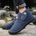 Men's waterproof snow boots with rubber soles and plush lining in black, blue, green, yellow