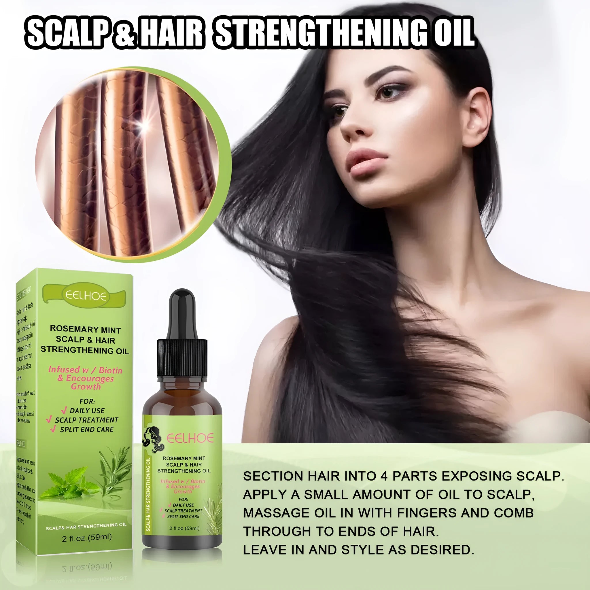 59ml rosemary mint hair growth fluid bottle for scalp treatment and hair nourishment