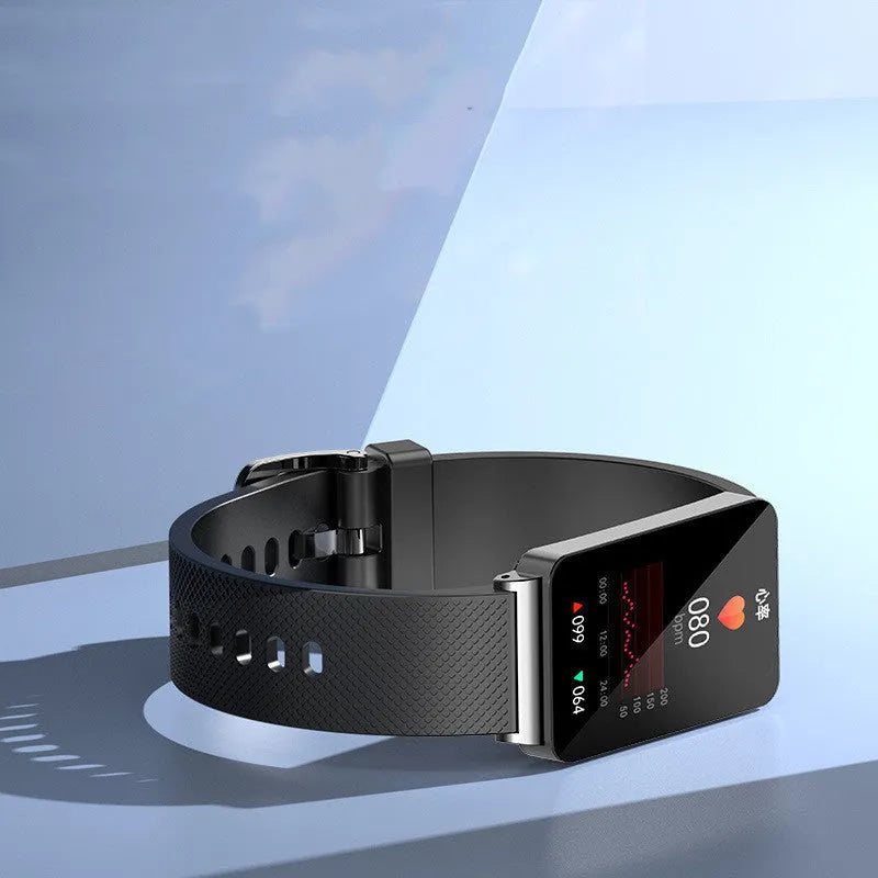 Blood Glucose EP08 Smart Bracelet with TPU strap and touch interface in black, gold, or silver