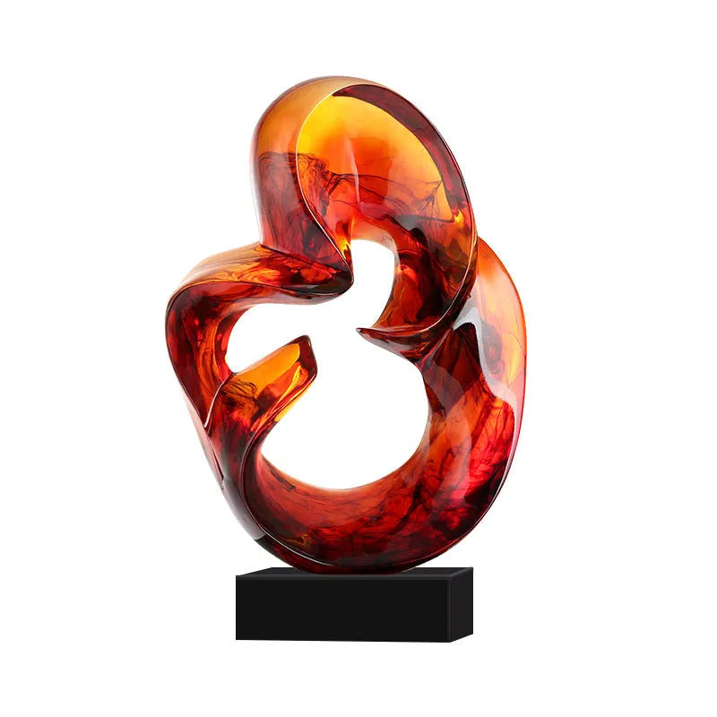 Transparent resin craft ornament in modern minimalist style showing orange red and blue colour options