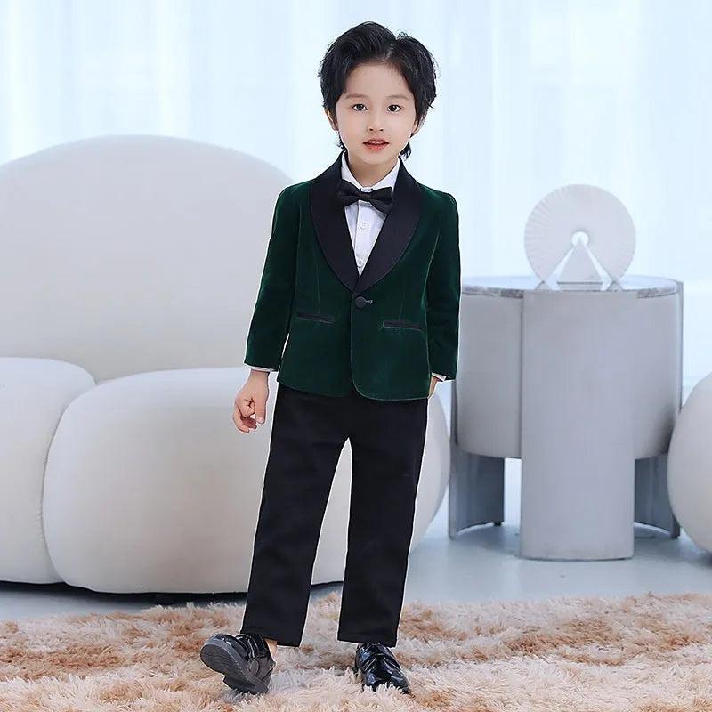 Children's corduroy suit set in wine red, black, dark green or sapphire blue, 3 or 4 piece, sizes 80cm to 150cm