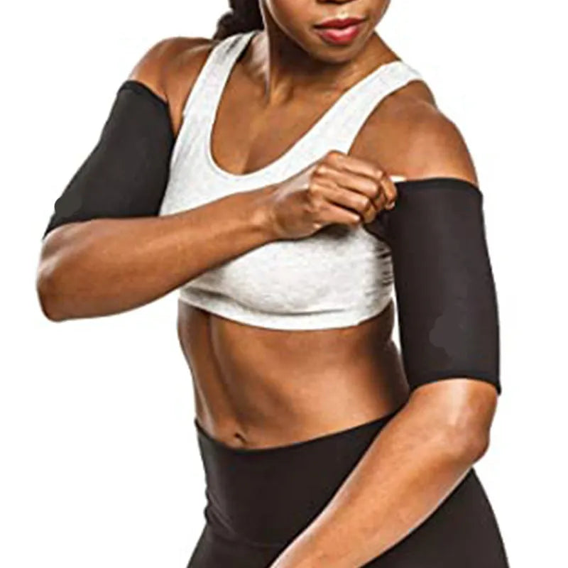 Adjustable sports arm band sweatband in black red and blue colours for yoga and fitness training with multiple size options