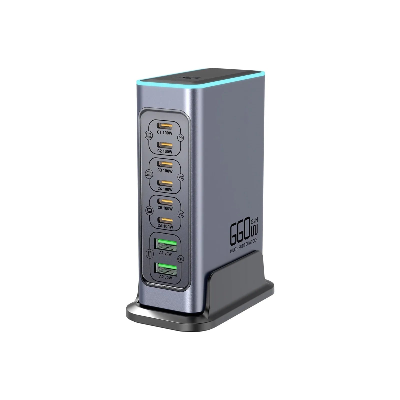 Desktop GaN charger with British Standard plug and multiple TYPE-C ports for fast charging