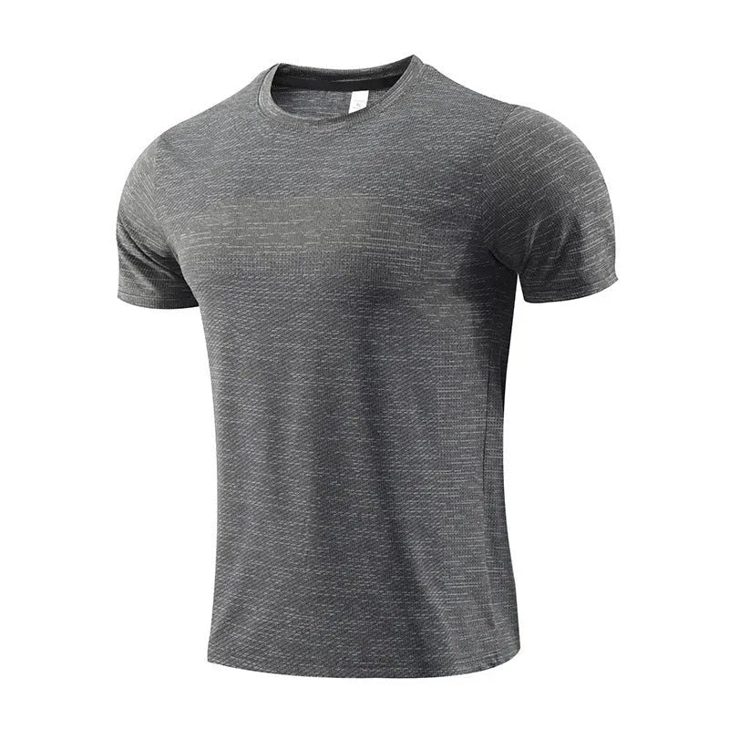 Men's short sleeve running t-shirt in polyester spandex fabric for basketball and workouts