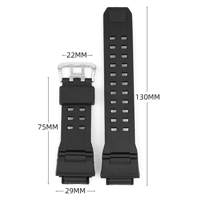 Camouflage patterned TPU watch strap with silver buckle, showing 12+7cm length.