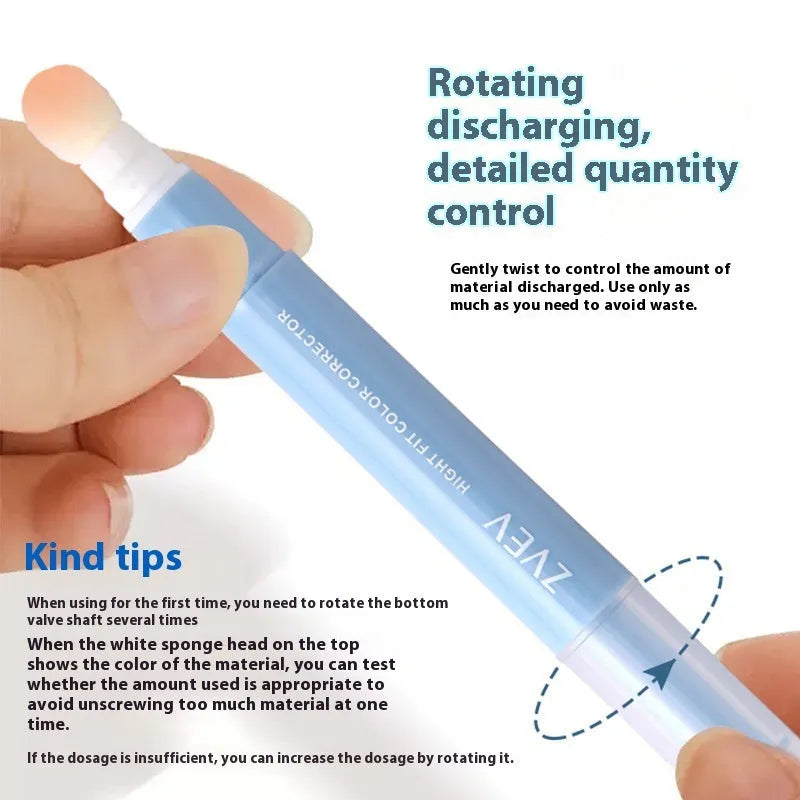 Concealer pen with sponge brush applicator and three colour shade options.