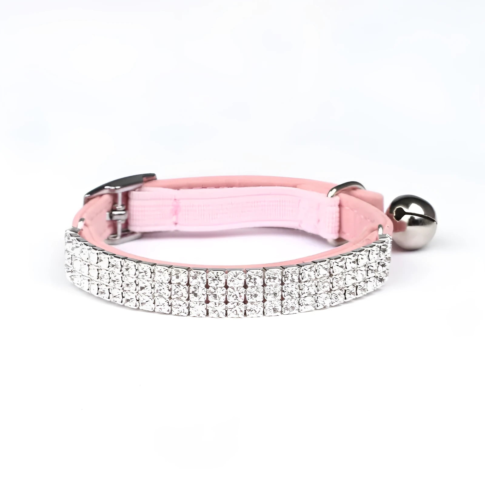 Rhinestone-decorated suede velvet cat collar adjustable from 20cm to 30cm in length.