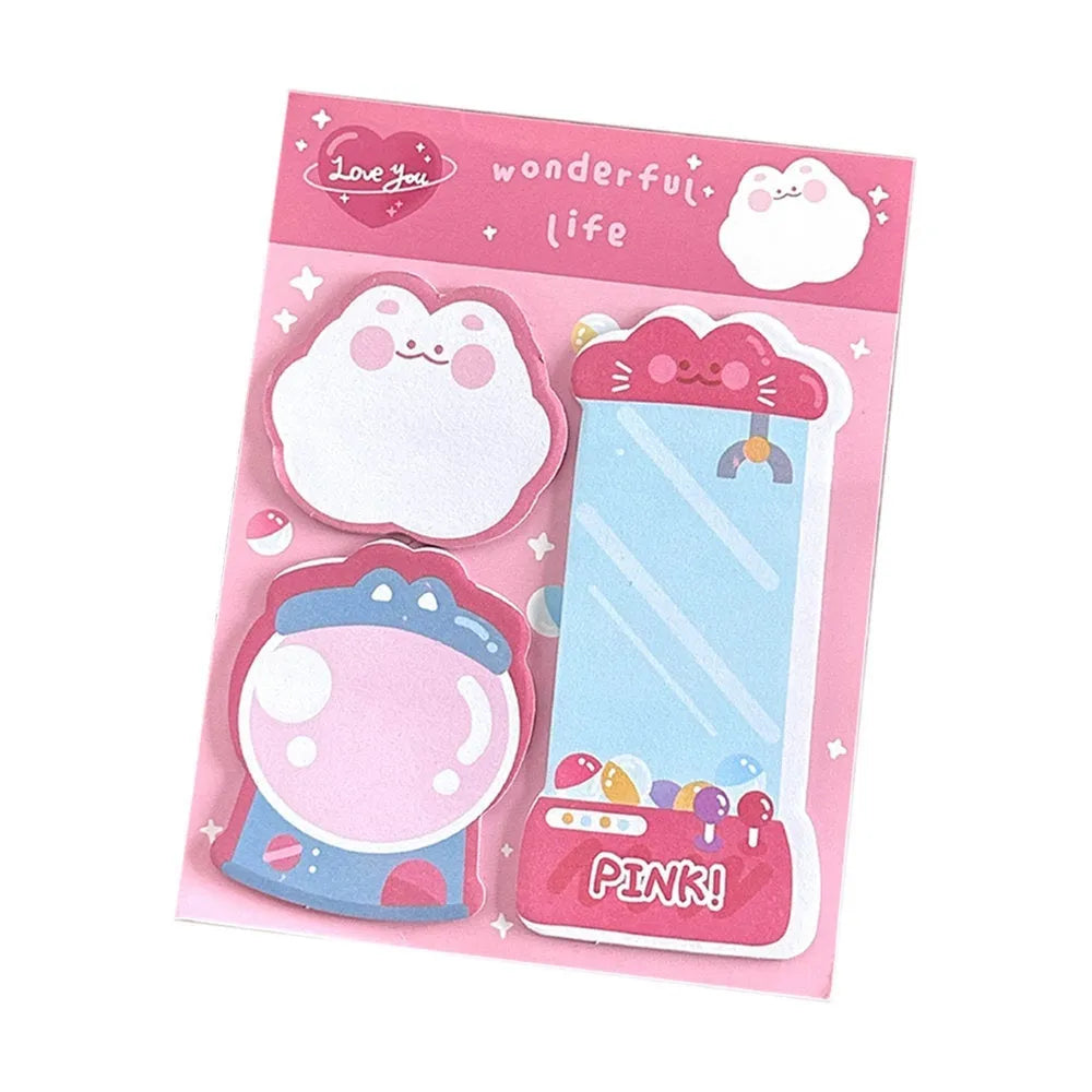 Cartoon special-shaped sticky notes, 60 paper sheets, 10 x 13cm, in four cover colour options