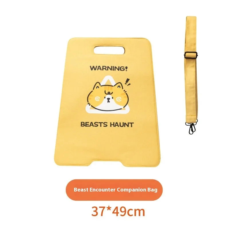 Canvas pet travel bag with animal pattern, medium hard build, breathable outlet, and accompanying bag
