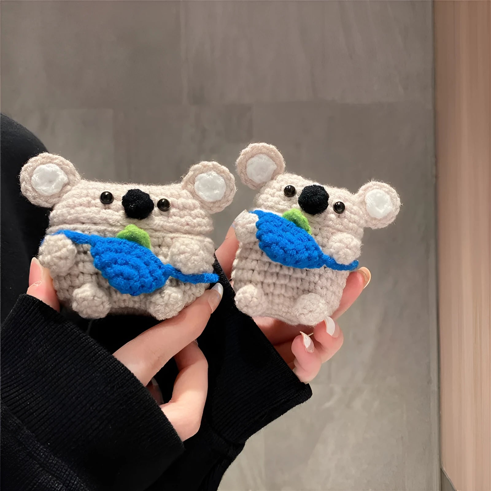 Handmade knitted koala bear backpack design protective case for Apple AirPods