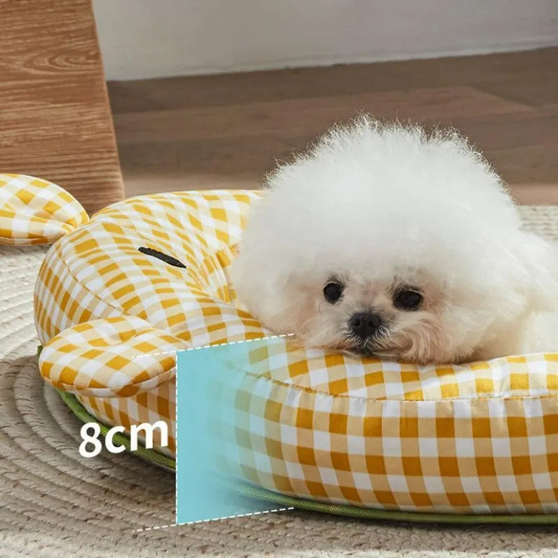 Green and yellow four seasons universal pet bed mattress with cooling pad for dogs and cats