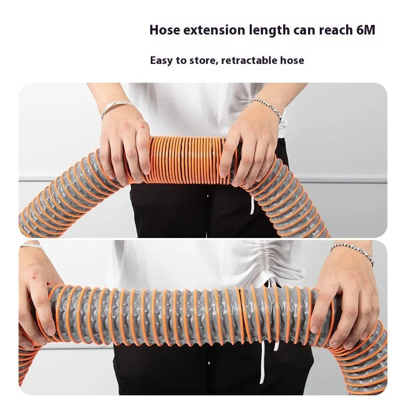 Brown 90-degree rotary elbow joint for sewage hose connected to a long polypropylene pipe.