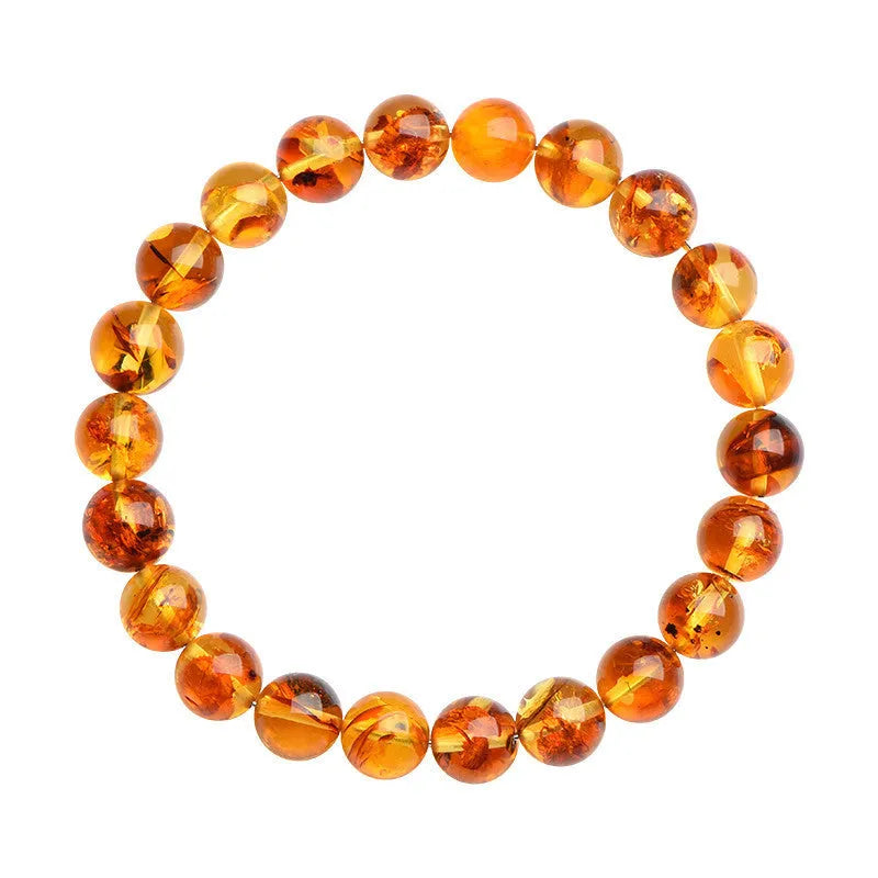 Natural yellow piebald amber bracelet with geometric polished beads for water purification