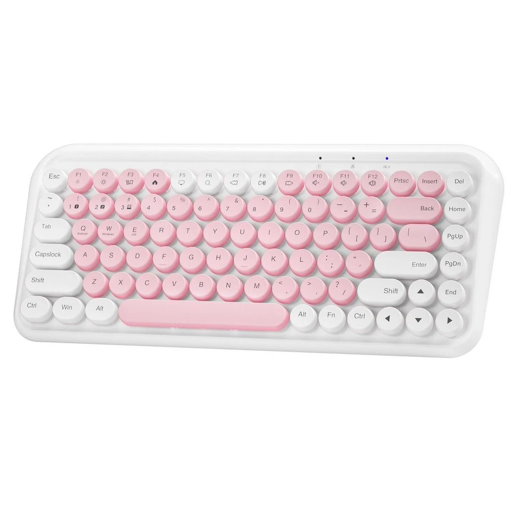 Pink wireless Bluetooth keyboard with 84 keys and crater architecture technology