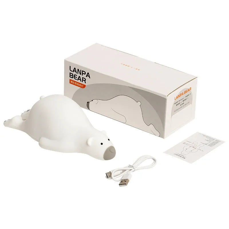 Cute bear silicone night light, 21cm wide, with three brightness levels and USB rechargeable battery, for kids bedroom