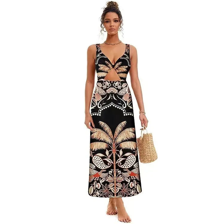 Women's one-piece swimsuit in polyester fabric showing colour options including black and printed designs