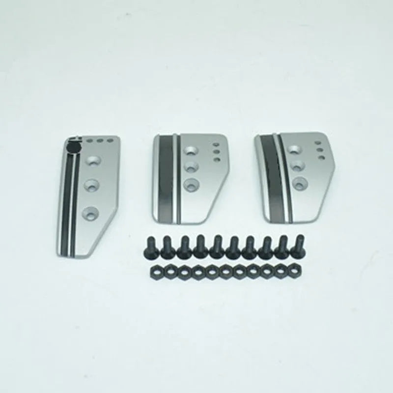 Three aluminium alloy car pedals for manual transmission with screws and nuts