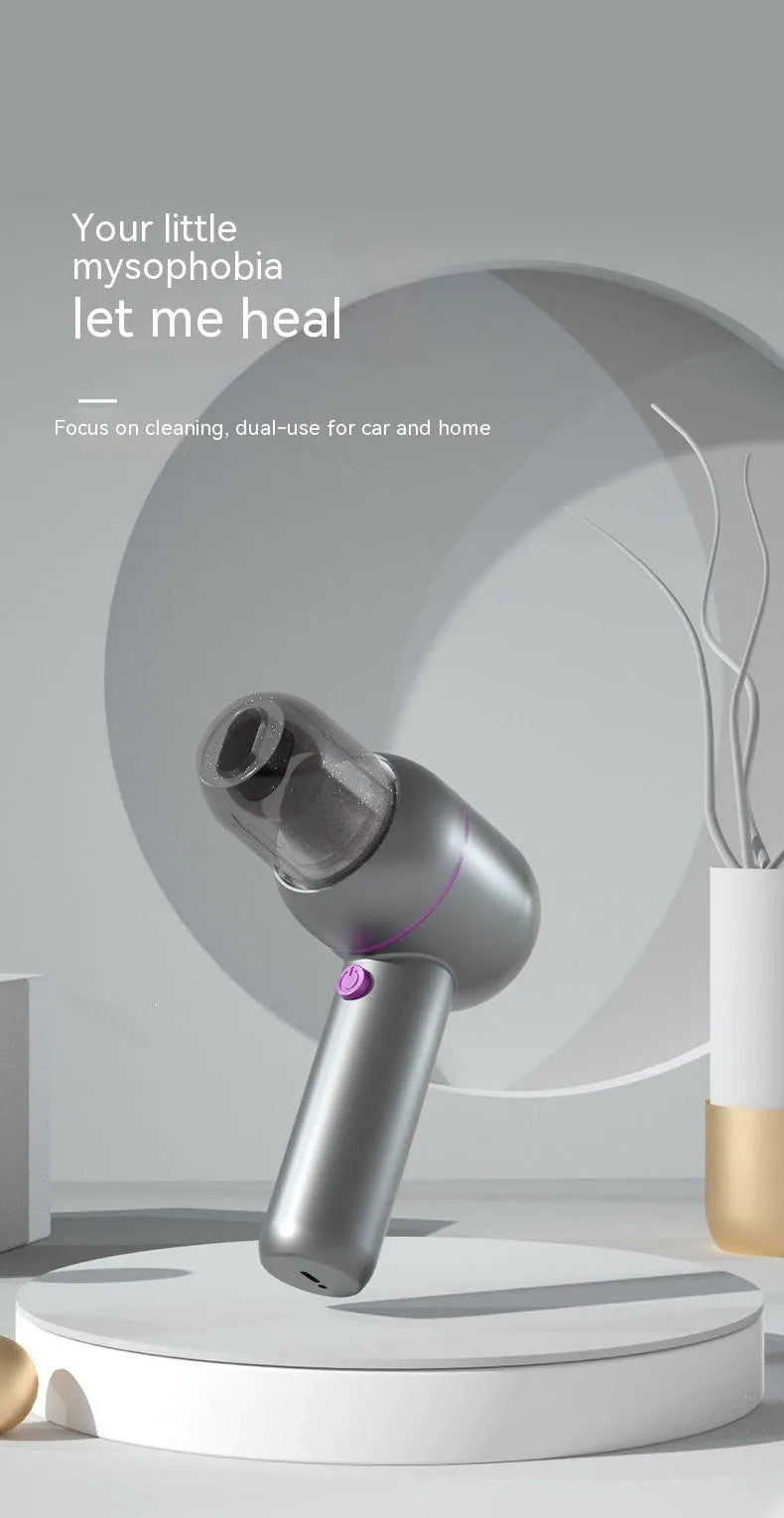 XC-06 grey handheld car vacuum cleaner with brush nozzle and extended nozzle accessories