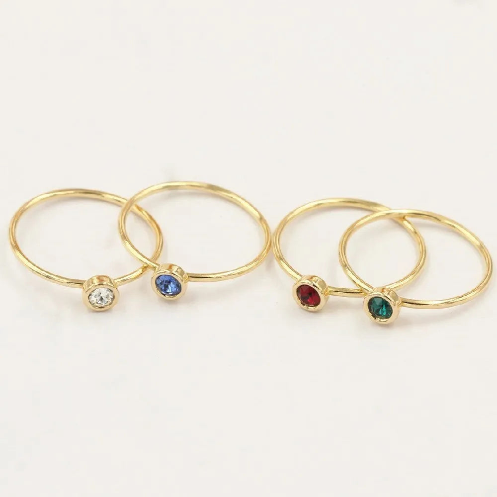 Women's 14K gilded copper knuckle ring with zircon stones in multiple colours