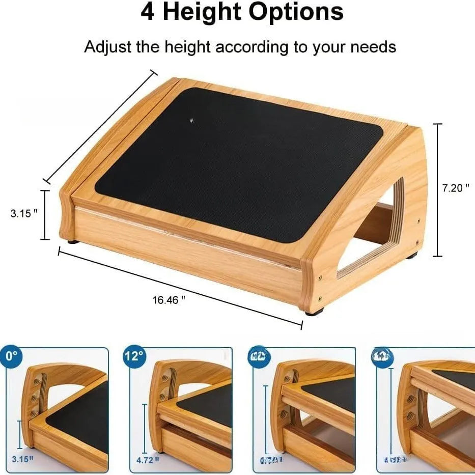 Wooden bamboo office desk footstool in wood colour with modern simplicity design