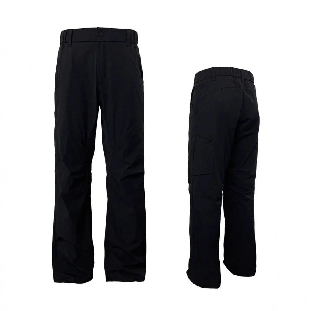 Men's straight leg casual trousers in a grey colour with 3D cutting detail and elastic waistband