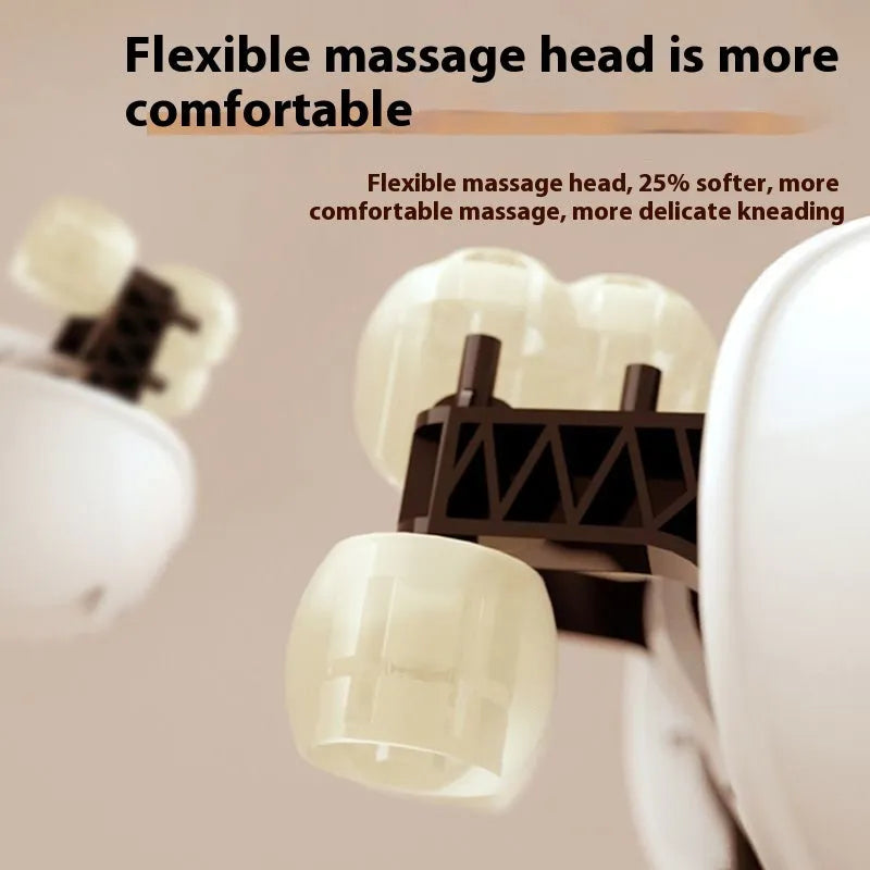 Blue rechargeable foldable electric neck and back massager showing compact dimensions