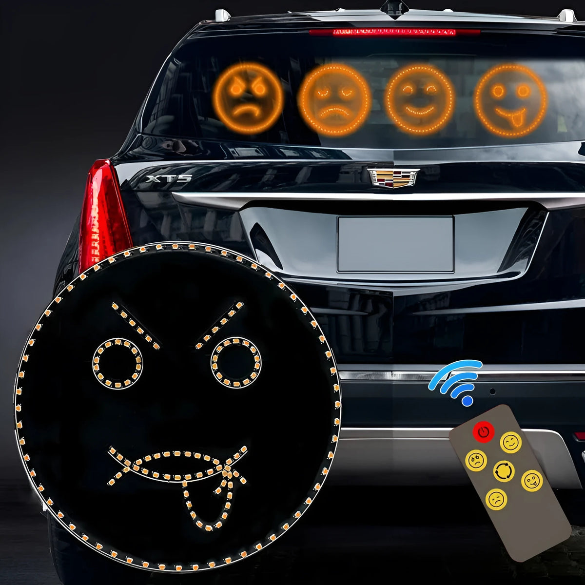 Car LED indicator light for rear window, gesture-controlled smile lamp with PVC body and 5V power
