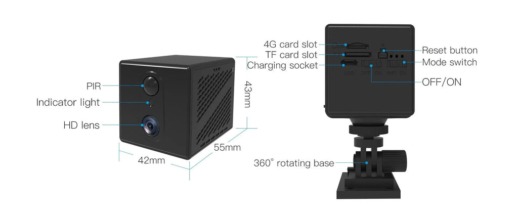 Indoor 4G wireless surveillance camera with 3 million pixel sensor and 10m infrared night vision