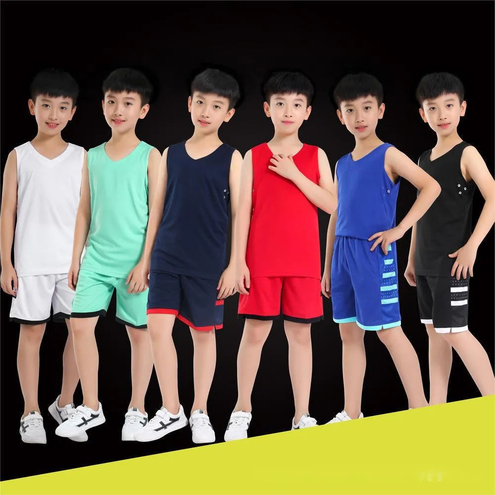 White breathable sports vest and trousers set for student campus training