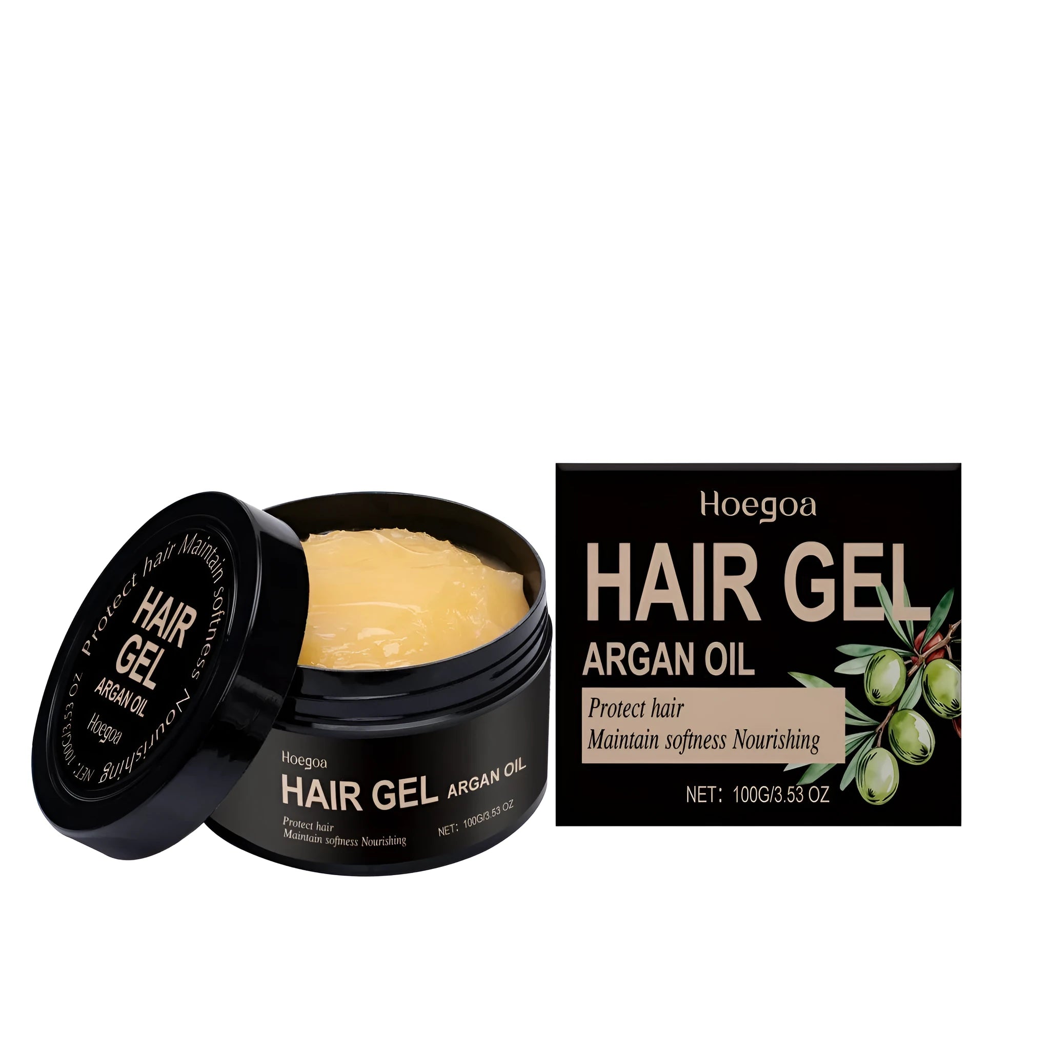 100ml bottle of Moroccan nut oil hair styling gel for curly hair
