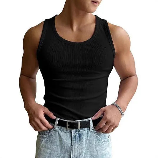 Men's tight fit polyester workout t-shirt with wool lining in black colour