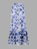 Women's one-piece swimsuit with high waist and chiffon dress overlay in solid colour quick-drying fabric