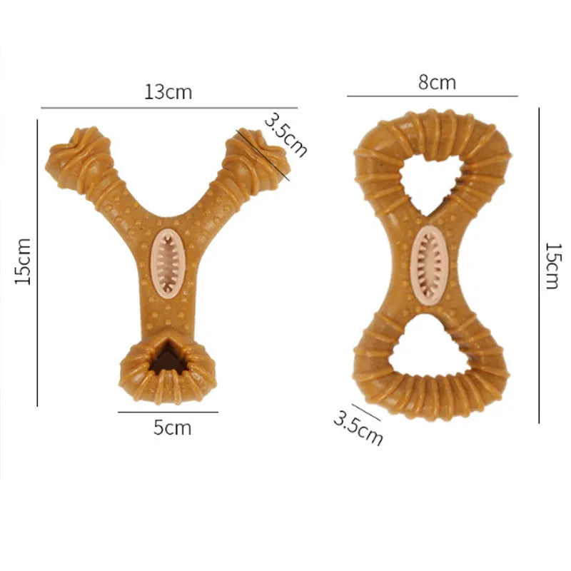 Dog chew toy bone for teeth cleaning and interactive play in durable bite-resistant construction