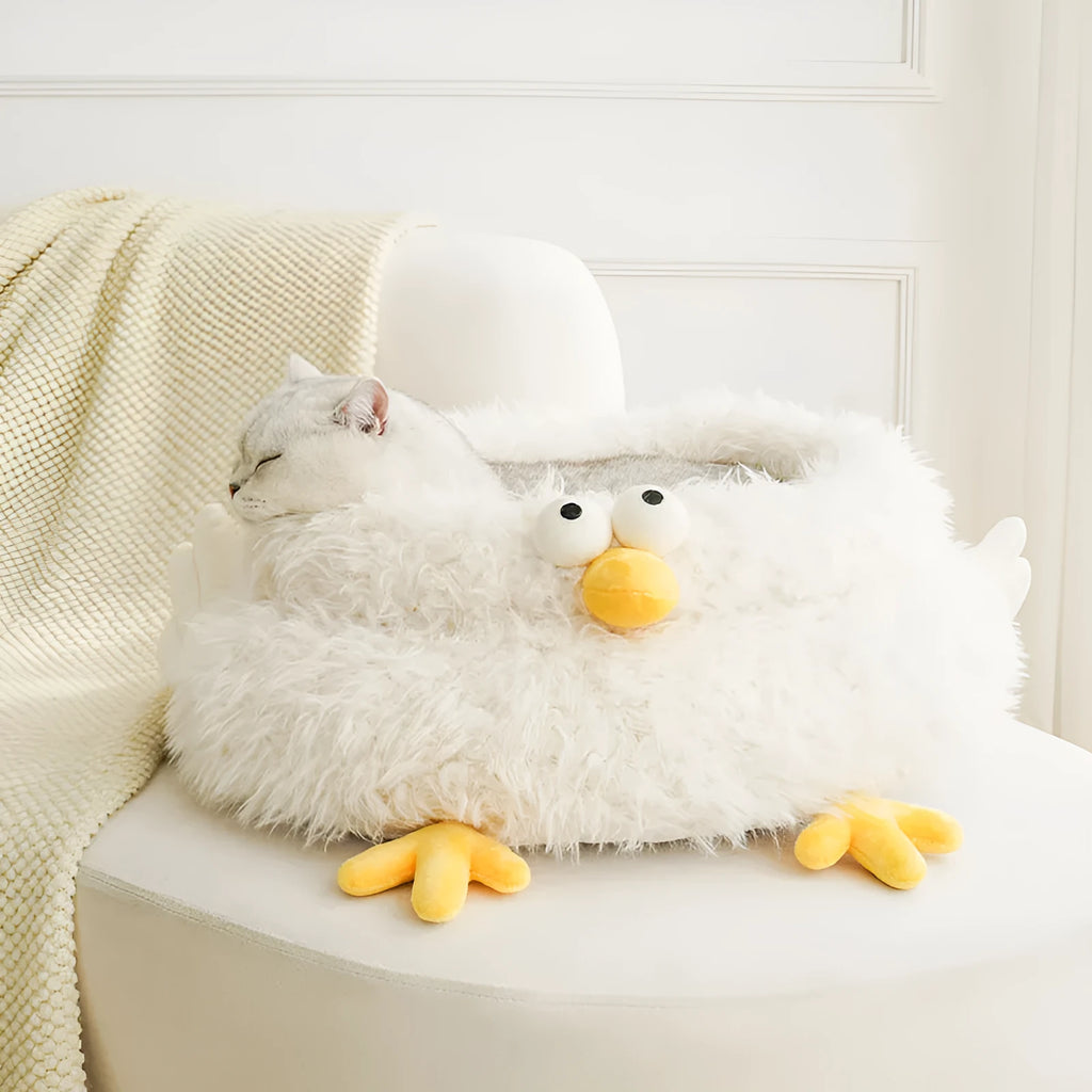 White round pet bed 49x49x21cm with lion velvet, crystal velvet, and PP cotton filling for cats and small dogs