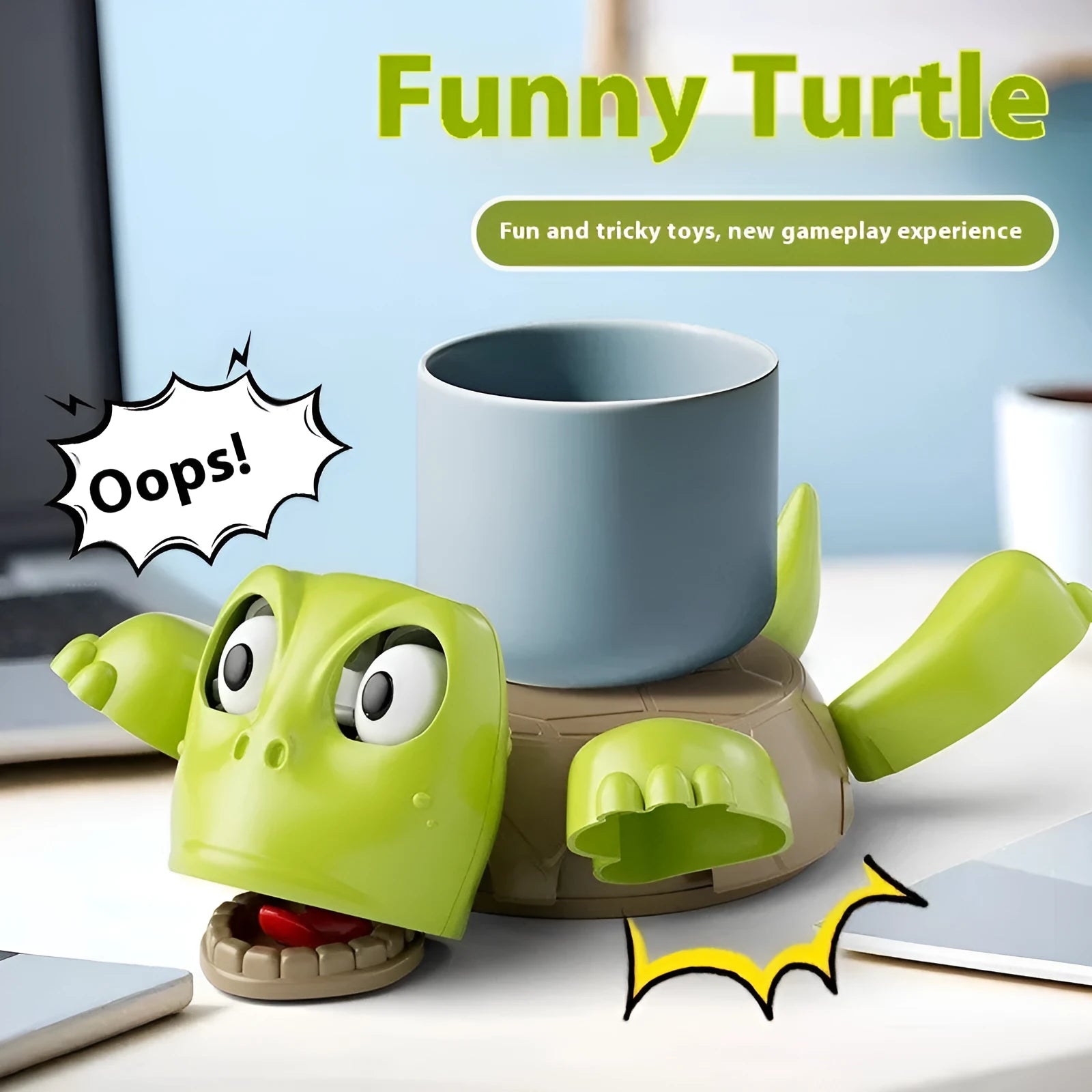 Turtle design ABS plastic coaster in light green for heat insulation and table protection.