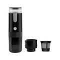 Black portable coffee machine for car use and outdoor camping with wireless operation