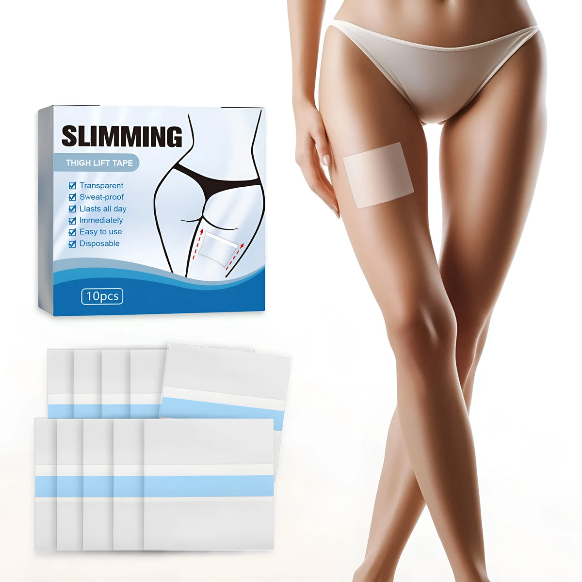 10 piece pack of 12cm square body shaping stickers with collagen for navel application