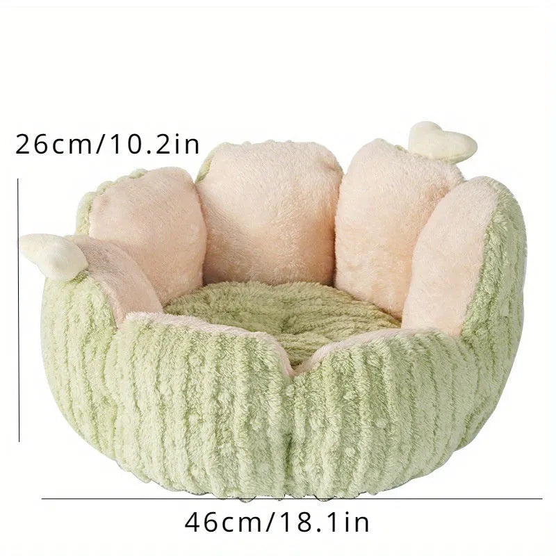 Cactus-themed soft cat litter kennel enclosure in green colour showing large size dimensions
