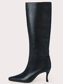 Women's square toe cowboy boot in microfiber, shown in available colours including black, grey, brown stone and snake pattern.